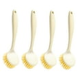 thumbnail image 4 of KHBUAB 4Pcs Multi Function Cleaning Brush Long Handle Beige Kitchen Dish Scrub Brushes 8.7x2.4x1.2in, 4 of 8