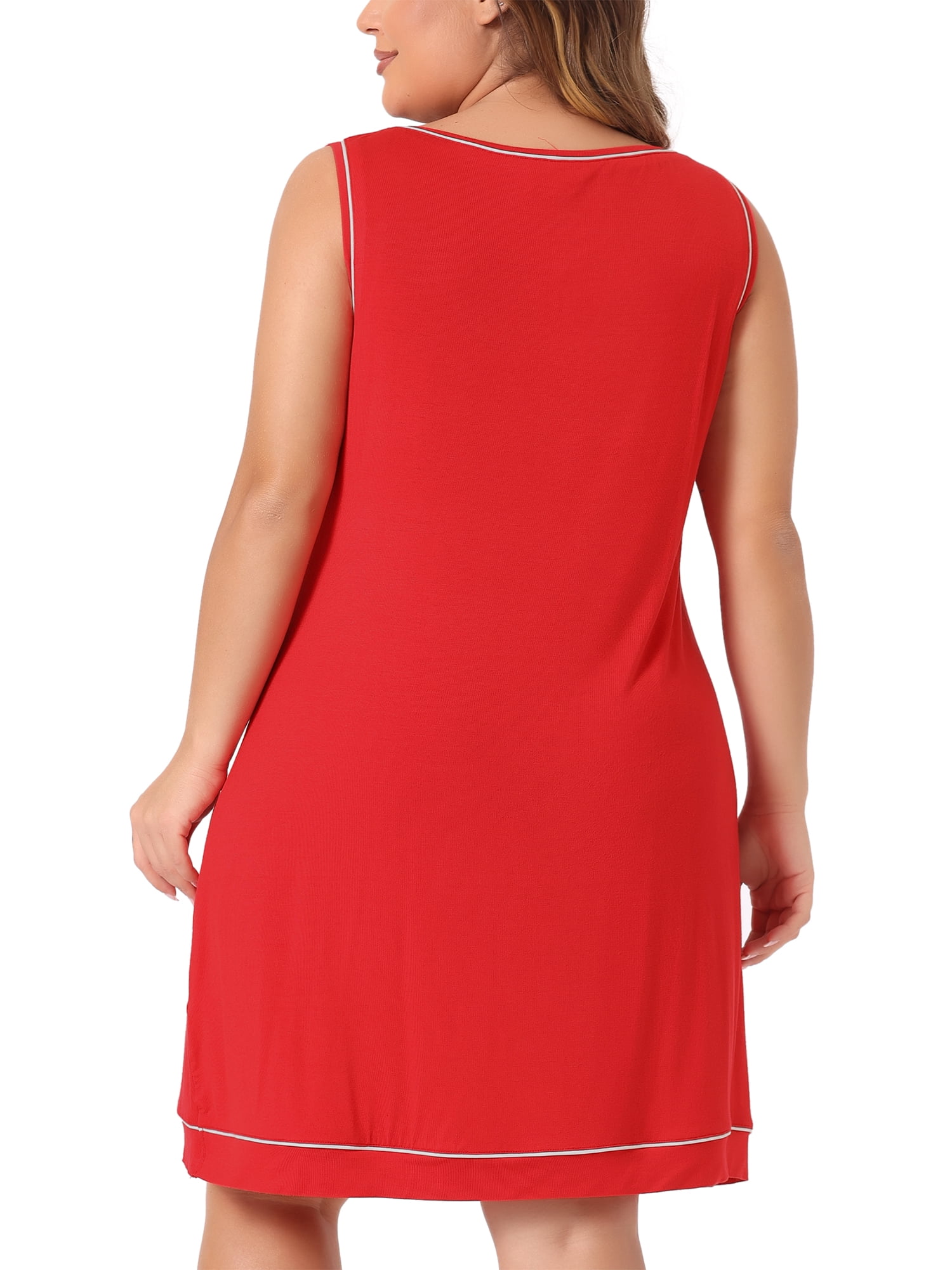 DARING DIVA Women's Plus Size Sleeveless Round Neck Lounge Nightgowns 4X Red