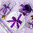 thumbnail image 4 of Birthday Wrapping Paper Iridescent Gift Wrap Mini Roll, 3 Rolls Happy Birthday Heart Stripes Printed for Girls Kids - 17 inch x 120 inch(10feet) Per Roll, 4 of 4