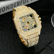 Glamorous Luxury Watches - Stylish Dial with Dazzling Rhinestones Elegant Men's Quartz Watch Perfect for Everyday Wear and Special Occasions