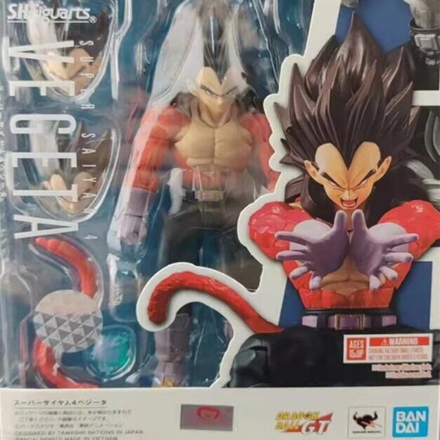 Bandai Original Dragon Ball SHF Vegeta Super Four Saiyan GT Bida Joint Movable Japanese Version Spot Model Ornaments Toy Gifts zhangmengya LED