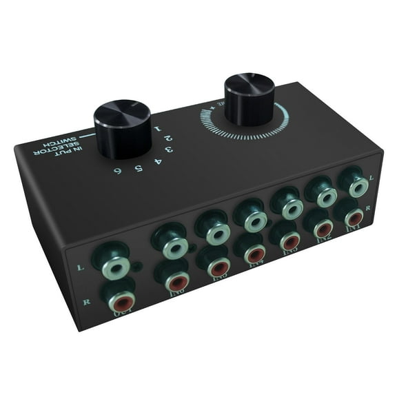 6 in 1 Out Audio ,20~20K ,Portable, Splitter Selector, Stereo ,Audio L/R Channel Audio port for Home Speakers