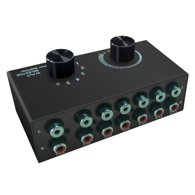 Amplificador de audio,Amplificador de audio RCA Receptor de sonido 20Hz-20KHz,Selector divisor de amplificador de potencia de escritorio 6 en 1 salida,Perilla de interruptor de 6 canales de