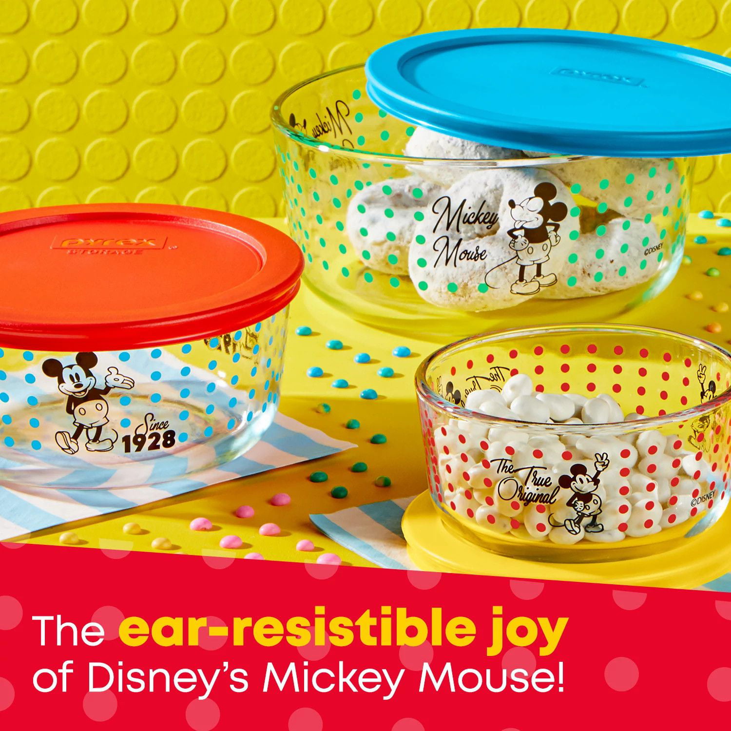 Pyrex Disney Mickey Mouse 8Pc Glass Food Storage Set
