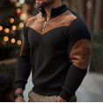 thumbnail image 2 of Fewfanhot Mens T Shirts Pullover Quarter Zip Vintage Textured Lapel Sweatshirts Fall Winter Long Sleeve Sport Tops with Elbow Patch, 2 of 8
