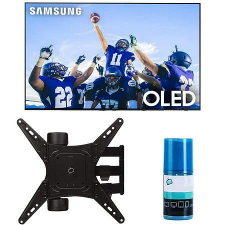 Samsung QN55S90CAFXZA 55" 4K OLED Smart TV with AI Upscaling with a Walts TV Medium Full Motion Mount for 32"-65" Compatible TV's and Walts HDTV Screen Cleaner Kit (2023)