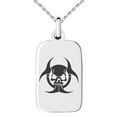 thumbnail image 1 of Stainless Steel Zombie Skull Biohazard Engraved Small Rectangle Dog Tag Charm Pendant Necklace, 1 of 1