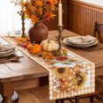 thumbnail image 6 of Fall Pumpkins Table Runner - 90 Inch Long Thanksgiving Maple Berry Farm Orange Plaid Cotton and Linen Blended Dress Scarves Farmhouse Table Runner for Kitchen Dining, Coffee Table, 13" x 90", 6 of 8