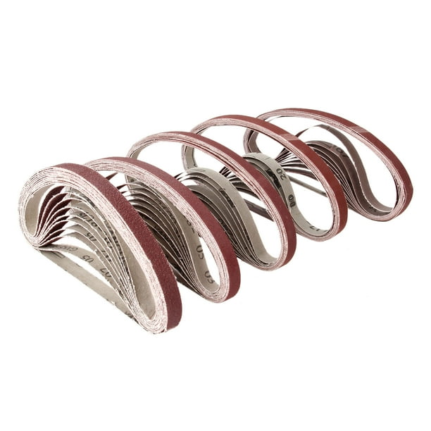 10pcs 15x452mm Abrasivo Cinturón de lijado Grit 60-600 Cinturón de amoladora de lijadora for herramientas de pulido de pulido