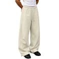 thumbnail image 2 of Men's Casual Pants Comfortable Wide Leg Long Pants Solid Color Sanitary Pants for Man, 2 of 8