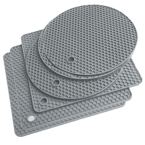Walbest 6 pack Nordic Silicone Non-slip Honeycomb Mats Silicone Pot Holder Pads Heat Resistant Mats Pot Mat for Countertop, Jar Opener, Spoon Holder, Gripper Pad, Hot Pots and Pans, Kitchen Tools