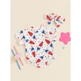 thumbnail image 3 of Nygoyerh Baby Girls 4th of July T-shirt Romper Star Bow Print Short Sleeve Jumpsuit Newborn Cute Crew Neck Bodysuit with Headband 3M 6M 12M 18M Infant Summer Outfit, 3 of 9