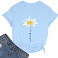 thumbnail image 2 of Trendfront Womens Daisy T-Shirt Flower Graphic Print Tee Crewneck Short Sleeve Summer Loose Fit Casual Pullover Daily Classic Tops, 2 of 8