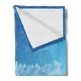 thumbnail image 2 of Hawaiian Soft Flannel Fleece Blanket, Tropical Seacoast Wavy Ocean Fluffy Clouds on Horizon Summer Holidays Scenery, Cozy Plush for Indoor and Outdoor Use, 50" x 70", Blue Turquoise, by Ambesonne, 2 of 5