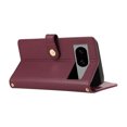 thumbnail image 2 of Wallet Case for Google Pixel 6a, Crossbody Shoulder Strap + Hand Wrist Stylish PU Leather Flip Folio Cover Stand Cards Holder Zipper Pocket RFID Blocking Phone Case for Google Pixel 6a, Winered, 2 of 8