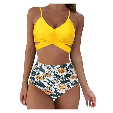 

Retro Swimsuit for Women Swimwear Push Print Bathing Up High waist Set Bikini Women Swimsuit Leopard Swimwears Tankinis Set