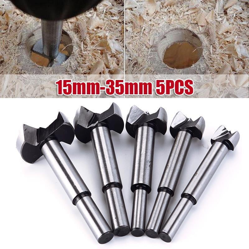 5pcs Forstner Wood Drill Bit Set Holes Saw Cutter Wood Tools with Round Shank 