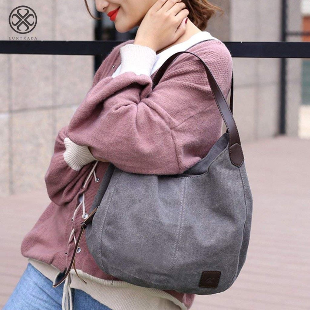 Luxtrada Fashion Women's Multi-pocket Cotton Canvas Handbags Luxtrada Fashion Women's Multi-pocket Cotton Canvas Handbags