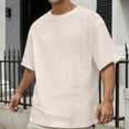 thumbnail image 2 of Men's Summer Crewneck Jacquard T-Shirts Casual Short Sleeve Tops for Everyday Wear Fashionable Tee Mens T-Shirts Pink Under Arm Our Big and Tall 2x, 2 of 5