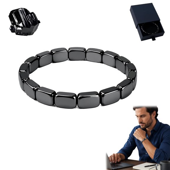 Hematite Bracelet for Men, Natural Stone Beaded Stretch Bracelets for Men,Hematite Healing Bracelet - Reignites Masculine Energy & Confidence,Inspirational Jewelry Gift for Him,Stress Anxiety Relief