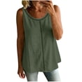 thumbnail image 2 of ClodeEU Women's Linen Blend Crew Neck Sleeveless Button Down Blouse, Loose Fit Casual Everyday Summer Tank Top Army Green,Women's Plus L, 2 of 7