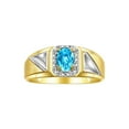 thumbnail image 1 of RYLOS Men's Rings 14K Yellow Gold Classic 7X5MM Oval Gemstone & Diamond Ring Blue Topaz December Birthstone Rings For Men Size 9, 1 of 7