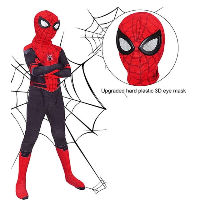 Máscara de tela de Spiderman para niños, Cosplay de Cotume, lejos de casa, color rojo/negro Fivean unisex