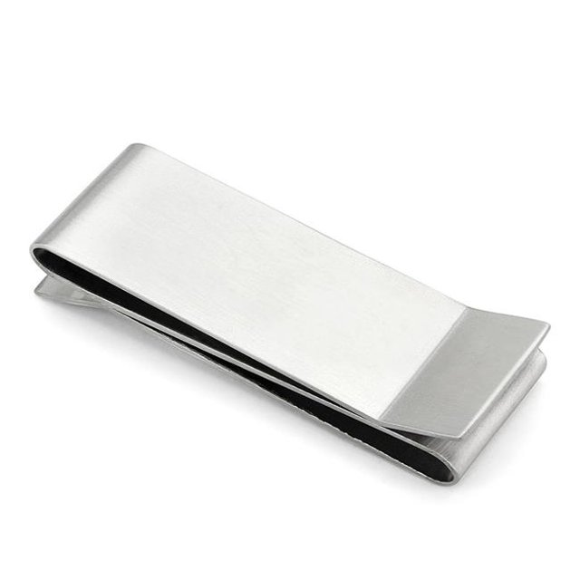 Alamode LO877 Men Rhodium Stainless Steel Money Clip with No Stone in No Stone
