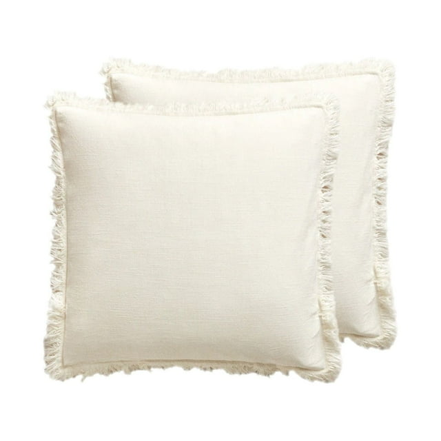 Set Of 2 Linen Fringed Throw P-illow Covers,Sofa Bed Living Room Home Decor, Decorative Pillowcase With Tassel Boho