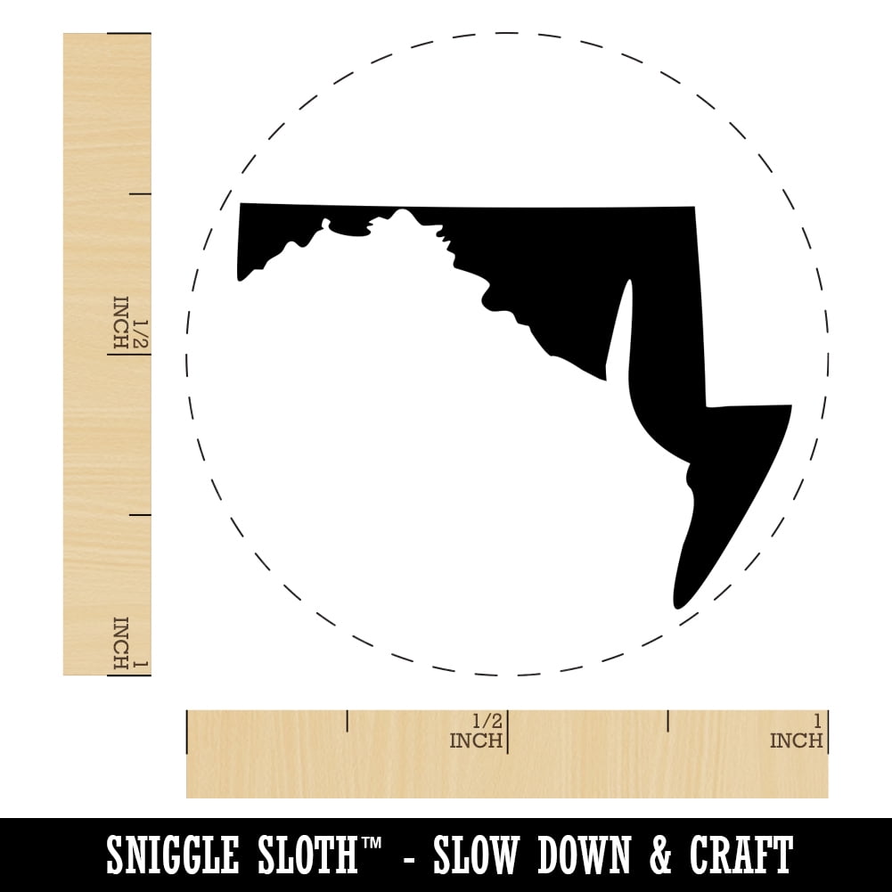 Maryland State Silhouette Self-Inking Rubber Stamp Ink Stamper - Black Ink - Medium 1 Inch