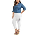 thumbnail image 3 of Cherokee Women's Plus Embroidered Denim Capri Jean, 3 of 3