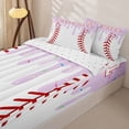 thumbnail image 3 of Homewish Light Purple Drippy Baseball Stitch Print Zipper Full Size Comforter Sets with Fitted Sheet and 2 Pillowcases,Sports Monogram Zipper Bedding Set For Kids Boys And Girls,Reversible,4 Pieces, 3 of 7