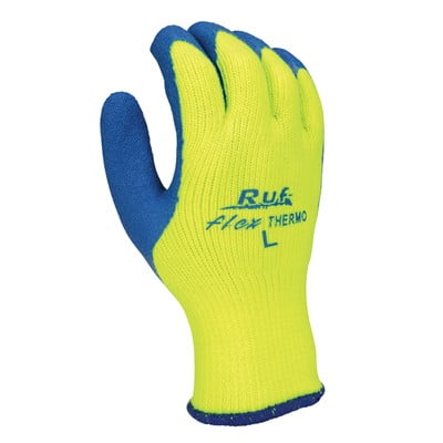 

NS Ruf-flex Thermo Blue Rubber Palm Coated Hi-Vis Yellow Cold Temperature Work Gloves Medium - (10 Pairs)
