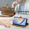 thumbnail image 5 of SaniMore for Samsung Galaxy A34 5G (6.6" 2023) Case, PU Leather Embossed Lines Wristlet Zipper Cash Pocket Card Slots Magnetic Flip Stand Full Protective TPU Shell Anti-drop Business Design, Brown, 5 of 10