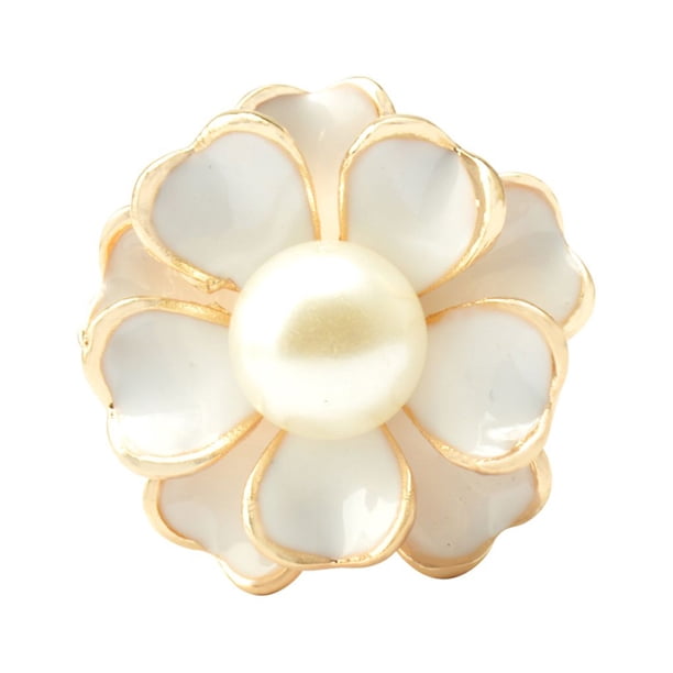 Qarigey Bufanda anillo chal Clip bufandas broche aleación Vintage moderno exquisito Camelia flor regalos para mujeres con perla de imitación pañuelo Accesorios de disfraces Qarigey AP004609-00