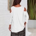 thumbnail image 4 of Women's Tops Sevevn 2025 Women's Fashion Casual Solid Color Shoulder Leakage Short Sleeve Pullover Top, 4 of 7