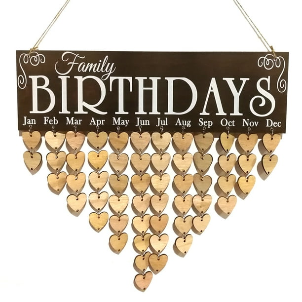 Birthdays Wooden Diy Calendar Hanging Plaque Board Family Birthday