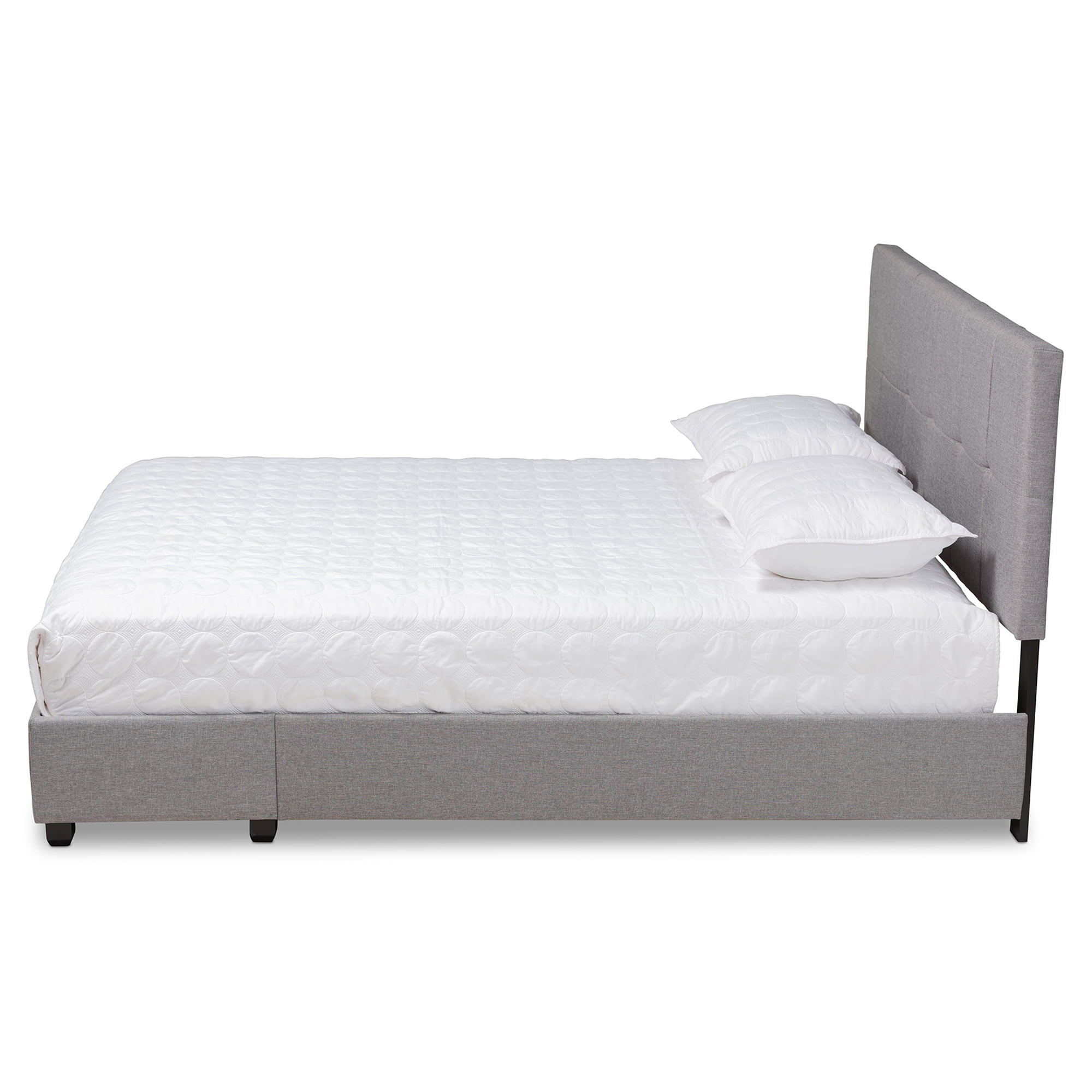 Baxton Studio Netti Light Grey Fabric Upholstered 2-Drawer King Size Platform Storage Bed