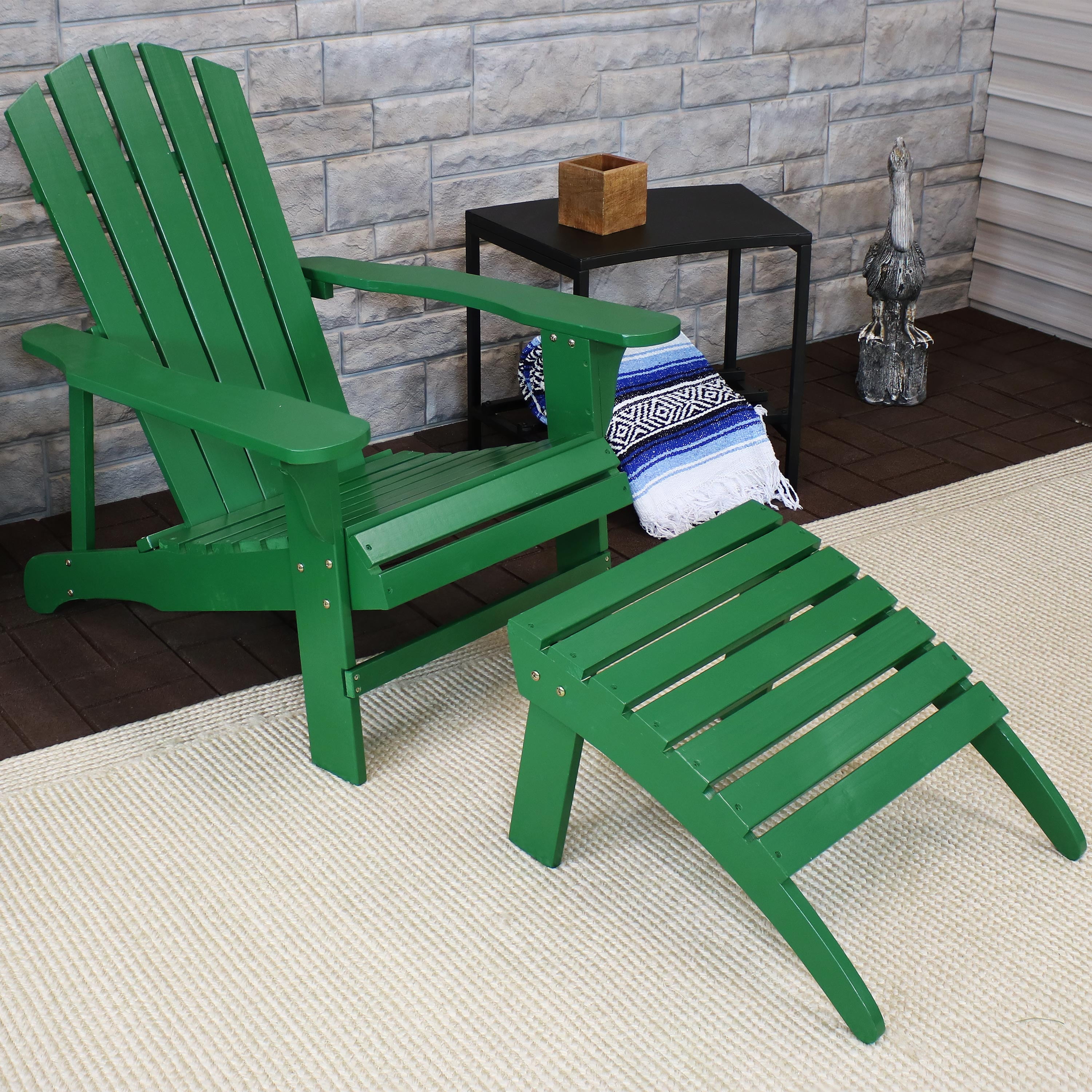 Sunnydaze Classic Wooden Adirondack Chair with Ottoman - Choose Color - Walmart.com - Walmart.com