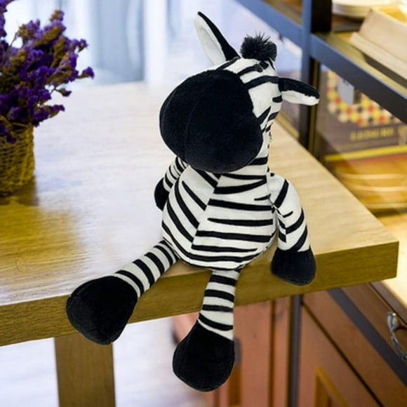25cm Stuffed Lifelike Lion Tiger Elephant Monkey Leopard Giraffe Raccoon Doll Simulation Forest Animals Plush Toys for Kids Gift 25cm zebra