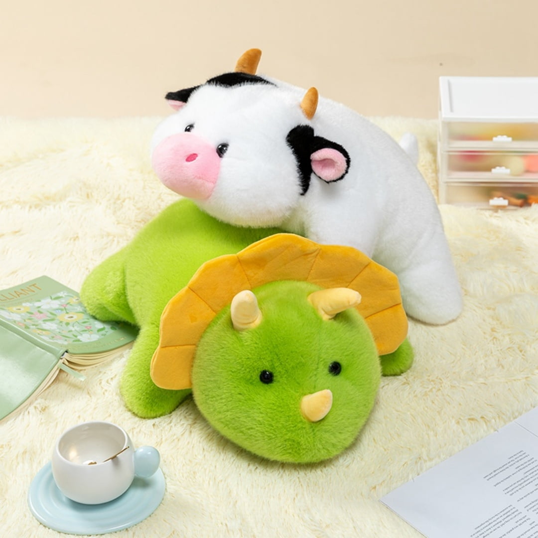 Soft Weighted Stuffed Animals for Anxiety Stress Relief- Cute Plush Cow Dinosaur Lion Animal Throw Pillow Gift