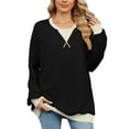 thumbnail image 3 of SHIBEVER Womens Sweatshirts Oversized Pullover Long Sleeve Tops Crewneck Trendy Color Block Casual Fall Outfits Clothing Loose Tunic Tops Size L, 3 of 6