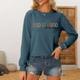 thumbnail image 5 of Blmnix Womens Boho Tops Loose Fit Workout Pullover Clothing Blue Long Sleeve Crew Neck Concert Tops,XXL, 5 of 5