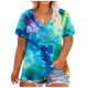 thumbnail image 1 of Fiudx Ofertas Relámpago Blusa de Manga Corta con Cuello Redondo y Estampado Cómodo Informal para Mujer a La Moda, 1 of 4