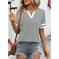 thumbnail image 5 of Eytino T Shirts for Women Color Block Tops Short Sleeve V Neck T Shirts Summer Casual Tees, 5 of 8