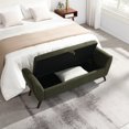thumbnail image 3 of 60'' Modern Storage Bench with Mid-Centruy Wood Legs,Bench with Storage for Living Room & Bedroom,Comfort Padded - Teddy Olive Green, 3 of 6