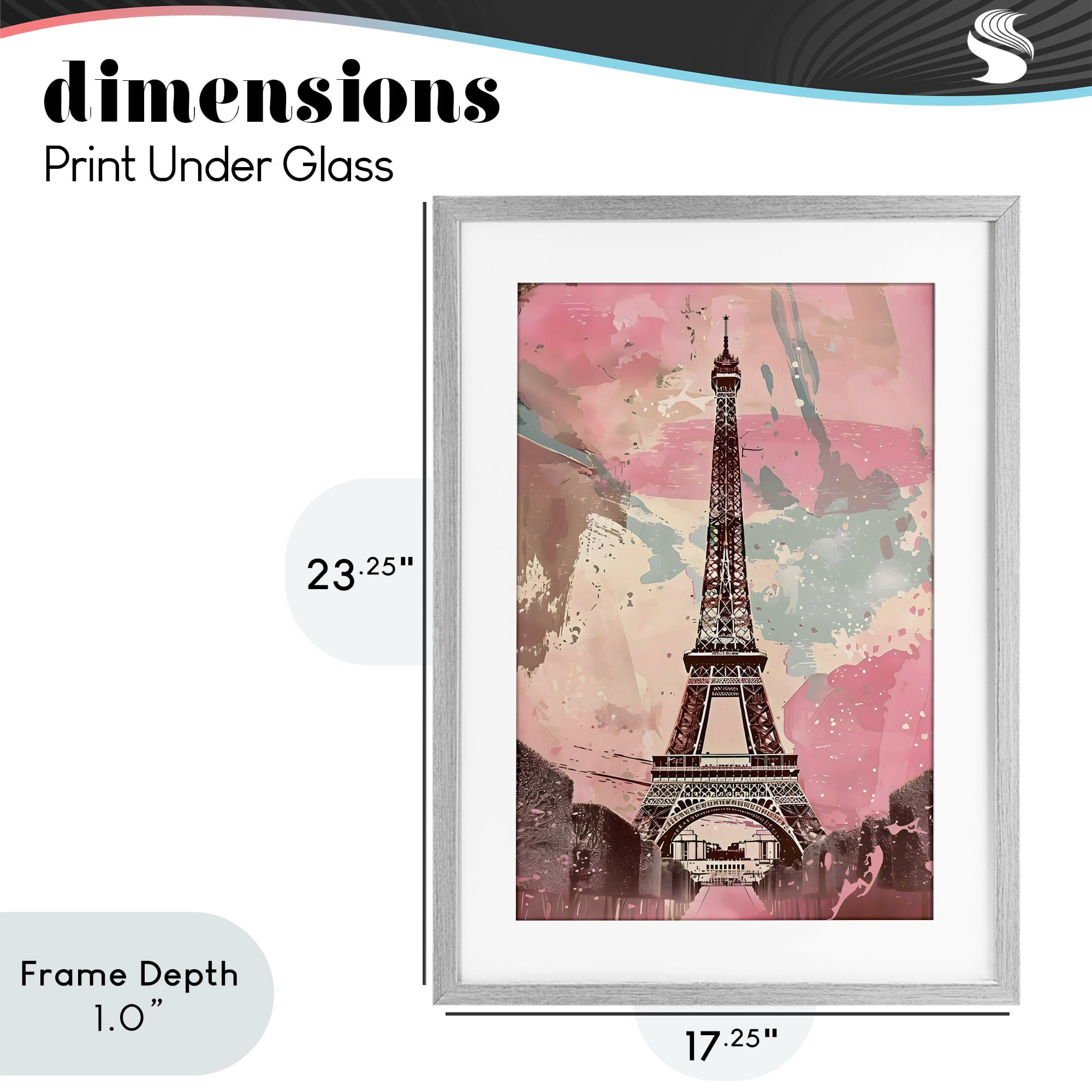 Stupell Industries Parisian Tower Pink & Blue Gray Framed Print Under Glass, design by Creative Studio