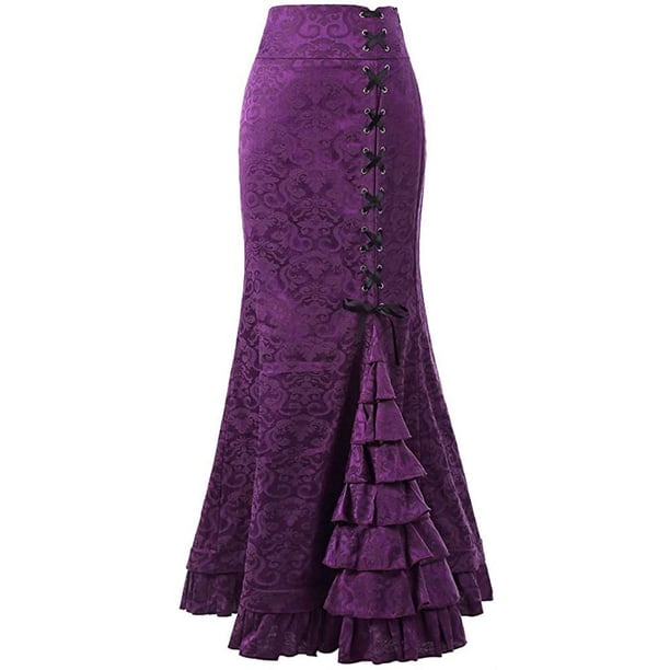 Falda de sirena jacquard medieval Vestido retro Steampunk Falda gótica Vestido victoriano Ormromra