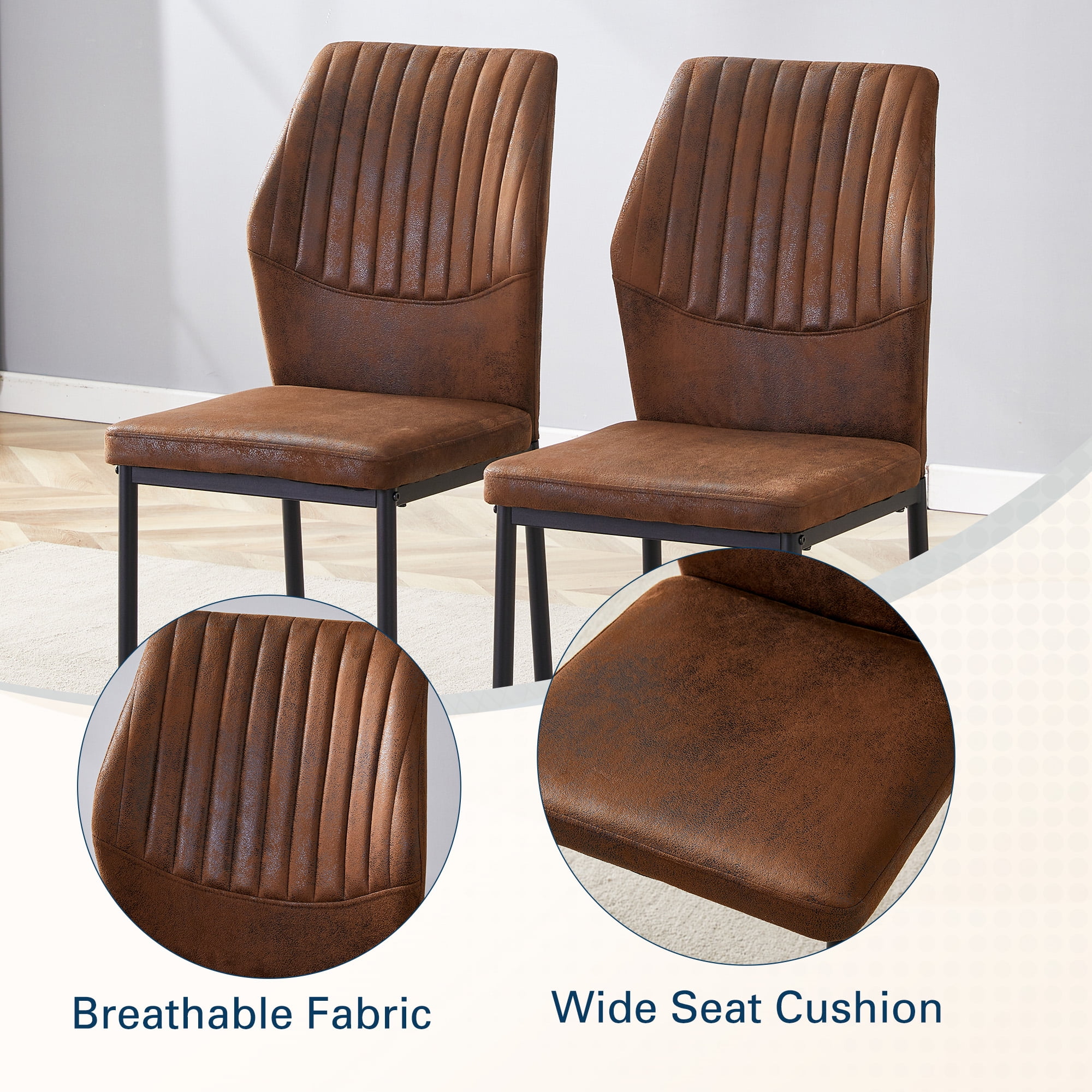 Noble House Light Luxury Chair - A set of 4 comfortable brown technology fabric dining chairs