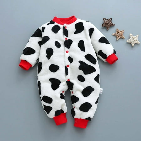 

Juebong Romper for Baby Clearance Newborn Infant Baby Girl Boy Thick Warm Romper Multicolor Cute Print Jumpsuit